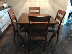 Details About Dining Room Or Game Table With 4 Chairs Crate And Barrel Solid Hardwood