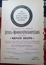 1892 Print Advertising HARVEY STEEL CAR WORKS The Rookery Chicago Railroad Cars