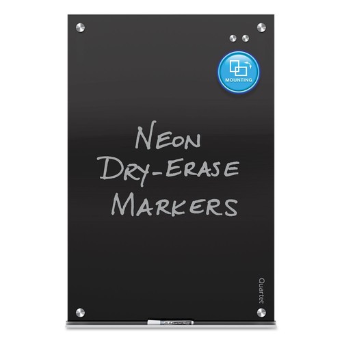 Quartet G2418B Infinity Magnetic Glass Marker Board 24 x18 Black - Picture 2 of 5