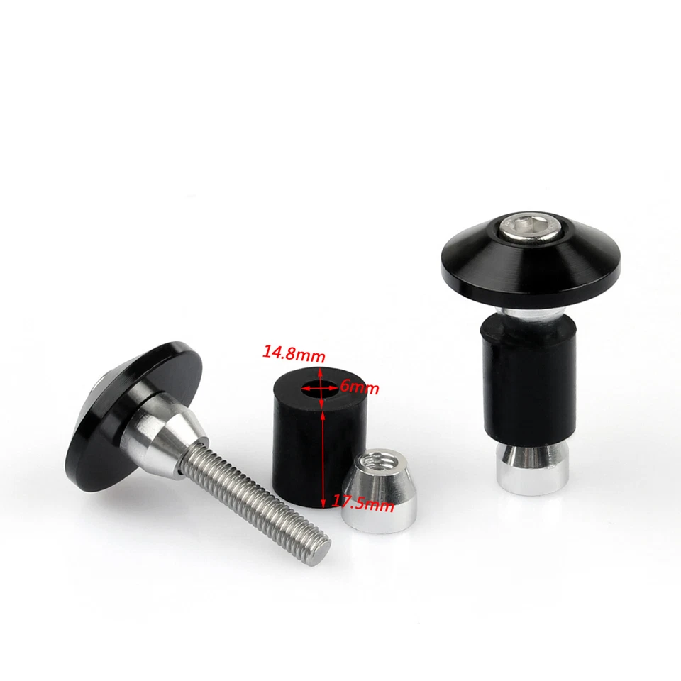 Universal Motorcycle Street Bike 7/8" Handlebar Grips Bar End Plugs Black AV Foto 3 de 3