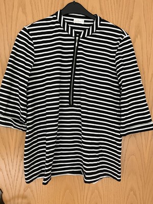Damen T-Shirt/Blusen schwarz - weiß gestreift 3/4 Ärmel von Atelier Gr. 46(44)