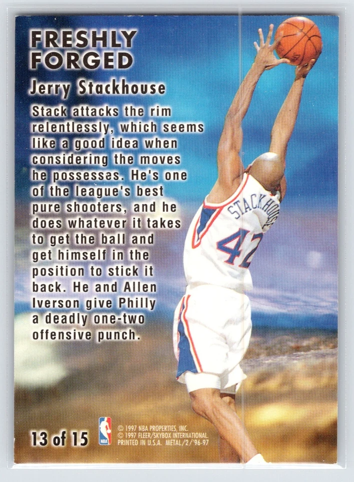 1996-97 Fleer Metal Freshly Forged Jerry Stackhouse #13 - Image 2 of 2