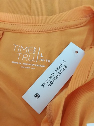 TIME AND TRU Soft Papaya Relaxed Fit Stretchy High Low Tank Sz L * - Picture 7 of 9