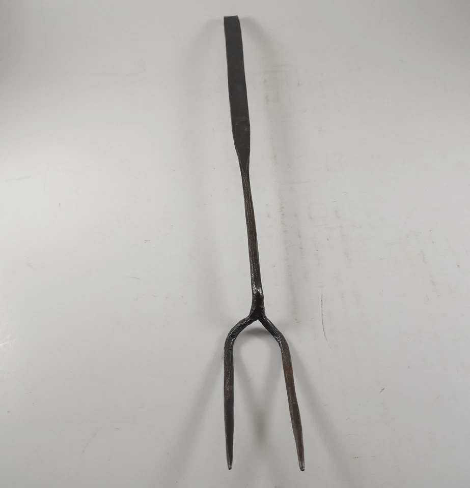 Old Sturbridge Village Hand Forged Wrought Iron Fork, Hooked End Signed OSV - Image 3 of 4