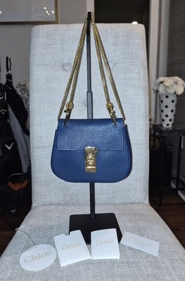 Chloe クロエ Drew ドリュー ショルダーバッグ　バーガンディー/ブルー Chloé Drew Blue Shoulder/Crossbody Bag with Gold Chain Strap