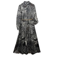 Marciano Guess Animal Print Maxi Shirt Dress Leopard Lion Tiger Gray US XL NWT