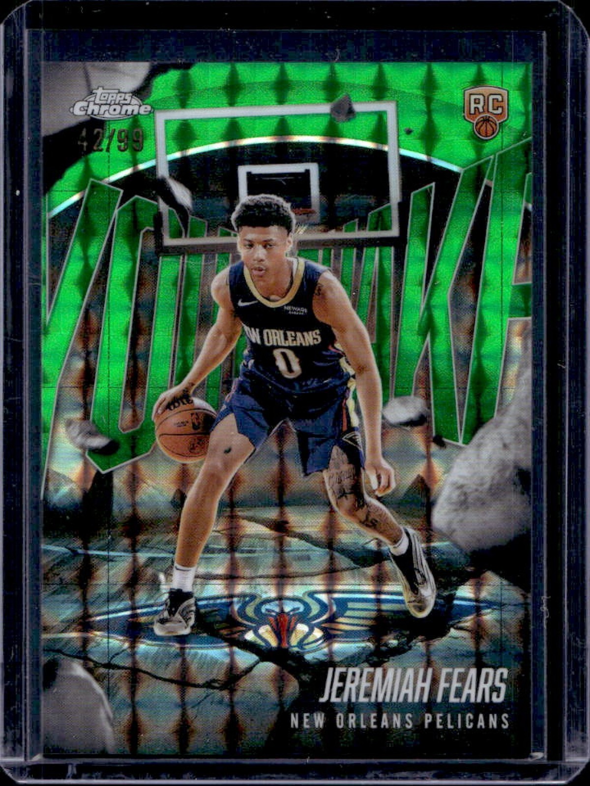 2025-26 Topps Chrome Jeremiah Fears Youthquake RC Green Geometric Refractor #/99