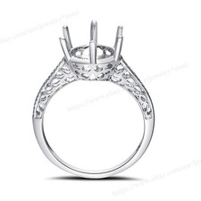 Prong Setting Semi Mount Ring Engagement Round 8.5mm to 9mm Sterling Silver 925