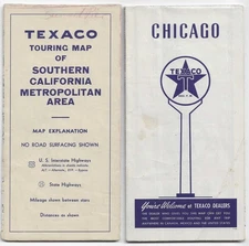 1941 (2) TEXACO Maps: So. California / Chicago; West & East Termini of Route 66