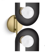 KOHLER Jabot 2 Light 8  Tall Wall Sconce Black Brass Trim 31783-SC02-BML New