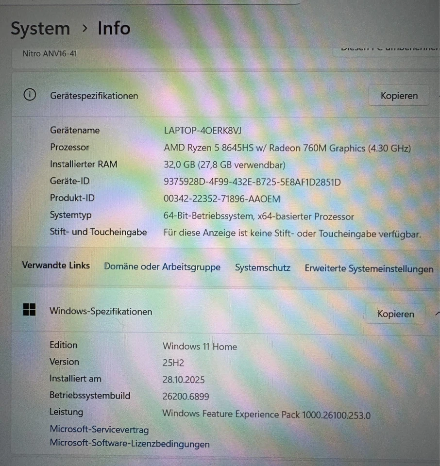 Acer Nitro V16 (ANV16-41) – Ryzen 5 8645HS | RTX 4060 | 32 GB RAM | Top Zustand - Bild 3 von 4