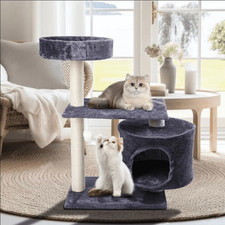 Cat Tree,Medium Small Cat Tower Condo with Soft Perch Hammock Scratching Posts,S