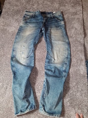 G-Star Raw Arc 3D Tapered Jeans Paint Splatter Medium Wash Distressed