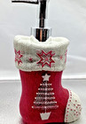 Christmas Soap Dispenser Holiday Santa Claus Red White  Sock Ceramic 7.25" c20