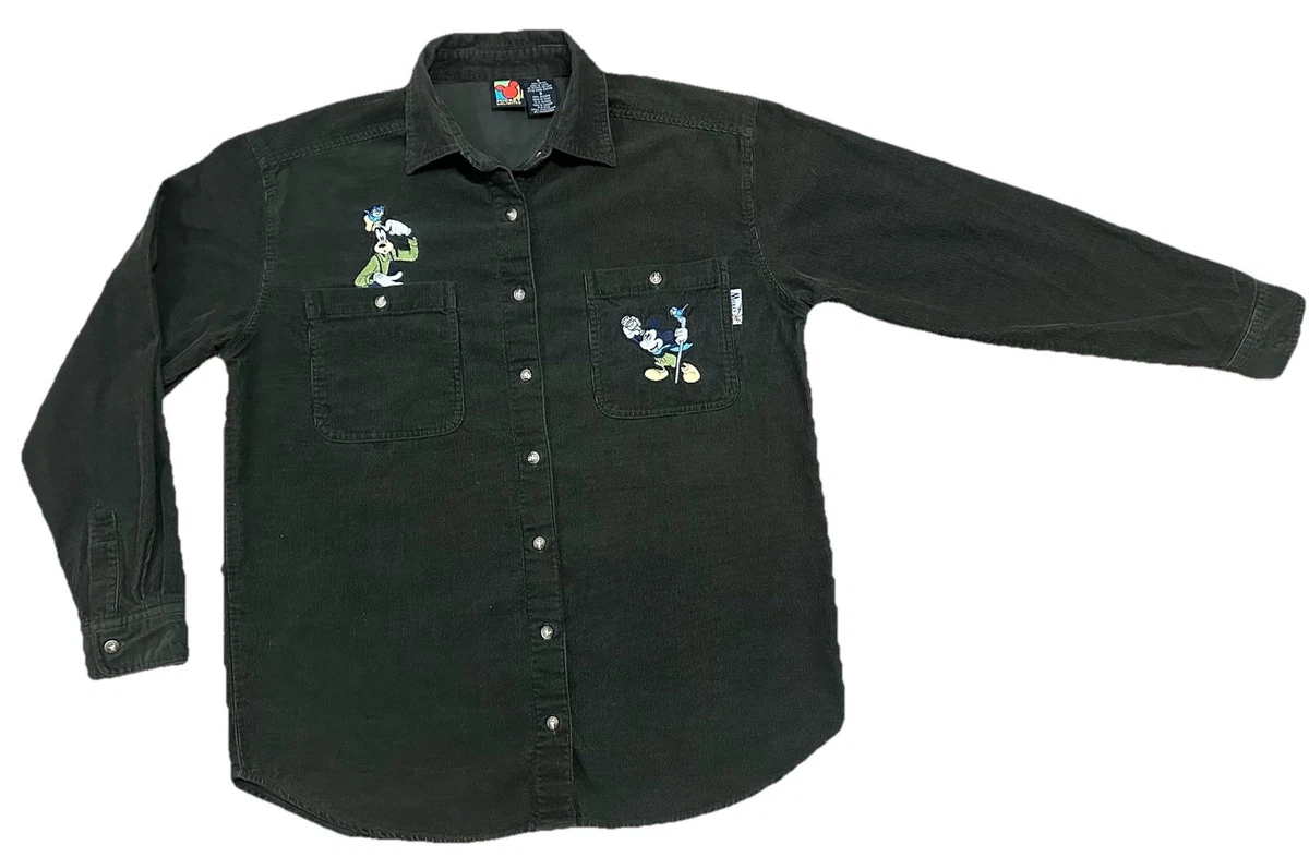 Vintage Disney Mens L Tigger Embroidered Corduroy Heavy Button Front Shirt  Green | eBay 90s Disney Corduroy Shirt (Black)