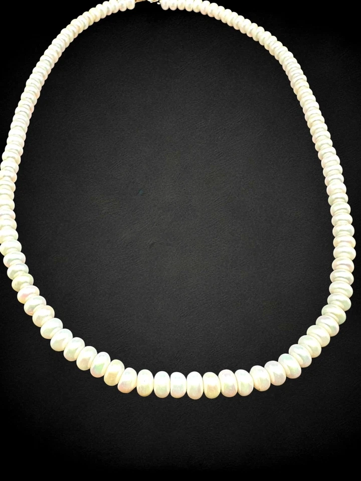 Collar vintage de oro amarillo de 10kt con cuentas de perlas cultivadas de vidrio de 18 pulgadas Foto 3 de 4