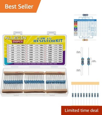 Versatile 25-Value 1/4W  Compliant Resistor Kit for Electronics Enthusiasts