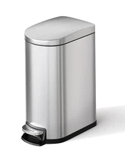 2.6 Gal Step-On Trash Can, Metal Bathroom Bin with Inner Bucket & Soft Close Lid