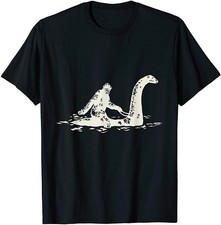 NEW Bigfoot Sasquatch Riding The Loch Ness Monster Funny T-Shirt - MADE IN USA