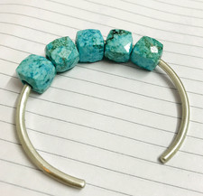 5 Pcs. Blue Turquoise Gemstone Large Hole Beads 12x12mm European Bracelets Beads