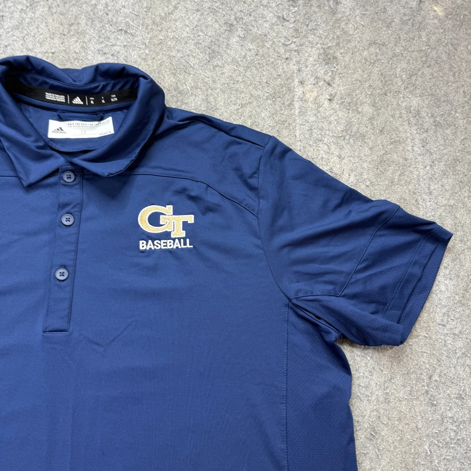 Georgia Tech Yellow Jackets Adidas Polo Shirt Men XL Blue Performance Baseball - Image 3 of 4