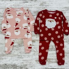 Carter  s Christmas Santa Baby Pajama 2 Piece Set Pink Red 18 Months Lot Of 2