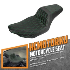 Driver Passenger Seat Green Stitching For Harley Road King Glide FLHRXS 23-2025