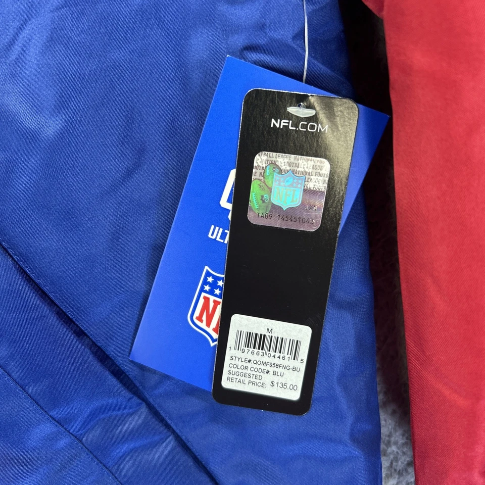 Chaqueta New York NY Giants Para Hombres Mediana Azul Rojo Edredón Bombardero Universitario A Presión NFL NUEVA Foto 3 de 4