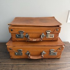 Antique Leather Briefcase Set Light Brown Leather Used Vintage Rare
