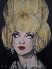 Original Ghost Girl Painting Halloween Portrait Thayer Art OOAK MCM Canvas 