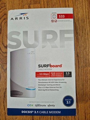 ARRIS SURFboard S33 32 x 8 DOCSIS 3.1 Multi-Gig Cable Modem with 2.5 Gbps EUC
