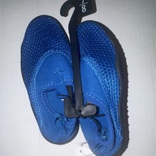 Blue Unisex Kids Slip-On Water Shoes Comfort Footbed Size 7-8 Rubber Sole