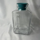 Vintage Anchor Hocking Refrigerator Pitcher  Ribbed Glass w/Lid 10X5” USA