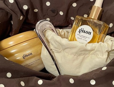 Gisou Honey Gloss Hair Mask + Hair Oil + French Silver Metal Hair Pin Set - New!