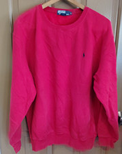 VTG POLO RALPH LAUREN Sweatshirt Red Crewneck Pony Fleece Pullover Mens Large