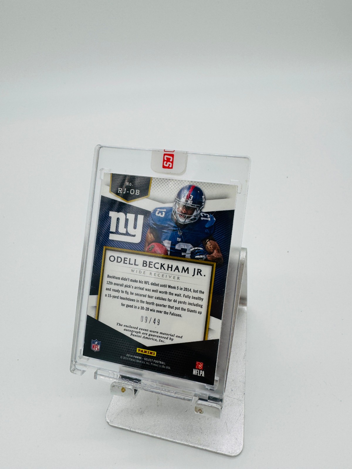2014 Panini Select Odell Beckham Jr. Rookie Auto Patch 09 / 49 football view 4