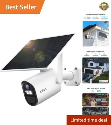 4G LTE Solar Powered Security Camera - 2K Color Night Vision & 7800mAh Battery