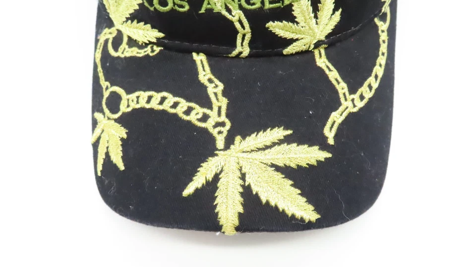 Christian Audigier Est 1958 Los Angeles Gold Leaves Chains Black Snapback Hat - Image 2 of 4