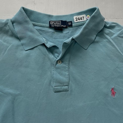 Polo Ralph Lauren Hemd Herren 2XB Blau Poloshirt Rosa Pony Piqué - Bild 2 von 9