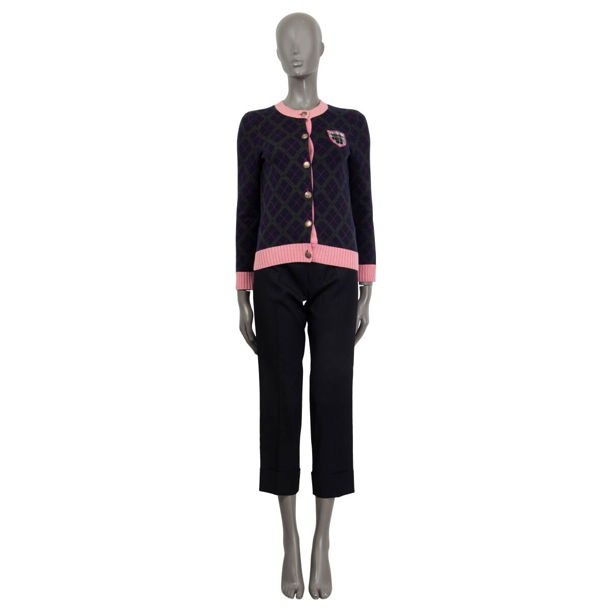 65940 auth CHANEL blue pink cashmere 2013 EDINBURGH ARGYLE