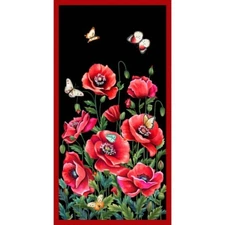Michael Miller Fabrics~ Poppy Panel 24" Floral~ Black~DCX10829 Quilters Quality