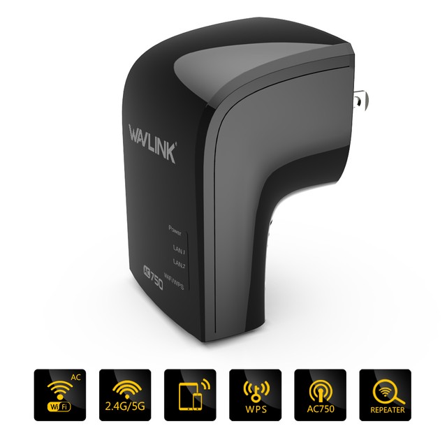 Wavlink Wireless-AC 750Mbps Wifi Repeater Dual Band 2.4G/5G WiFi Signal Booster