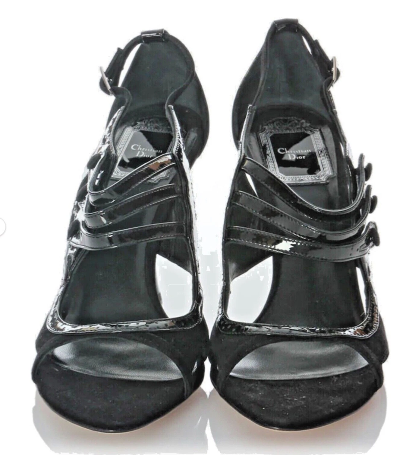 Talon miroir squelette pompe cuir verni noir Christian Dior 39,5