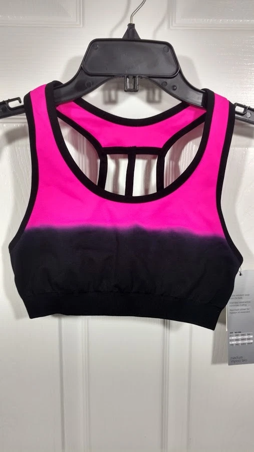 Nuevo Sujetador deportivo IDEOLOGY para mujer entrenamiento yoga impacto medio rosa ombre 76075P250 S Foto 2 de 4