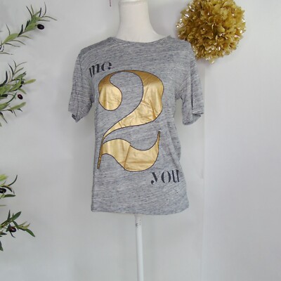J.CREW Women's Graphic Tee ''Me 2 You'' Gray Size Medium
