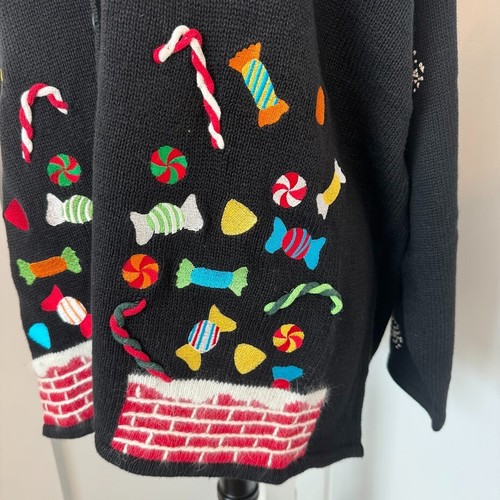 Quacker Factory Womens Embroidered Christmas Cardigan Sweater Vtg 2X Candy NWT - Picture 8 of 12