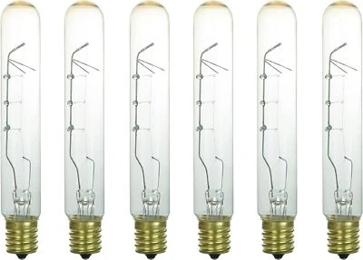 DIODESY 6Pack Tubular Light Bulbs, Clear T6.5, 40W, 2600K, 290LM, E17, 120V
