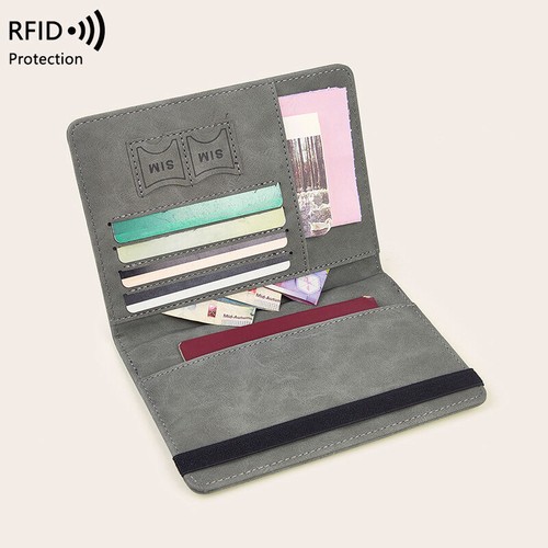 Portafoglio uomo donna passaporto pelle porta carte vaccino biglietto RFID viaggio - Foto 2 di 31