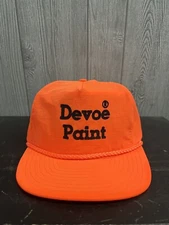 Vintage Devoe Paint Hat/Cap Zipback Felt Print Fluorescent Rope Trucker Hat 80s