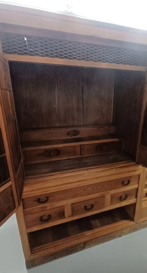 Antiguo cofre grande japonés del período Mizuya Tansu Meiji Foto 2 de 4